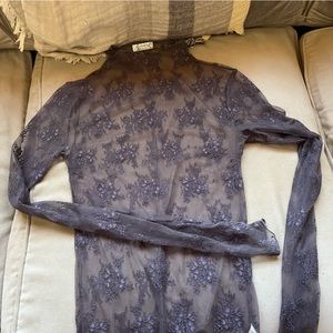 Free People dark grey lace long sleeve layering shirt